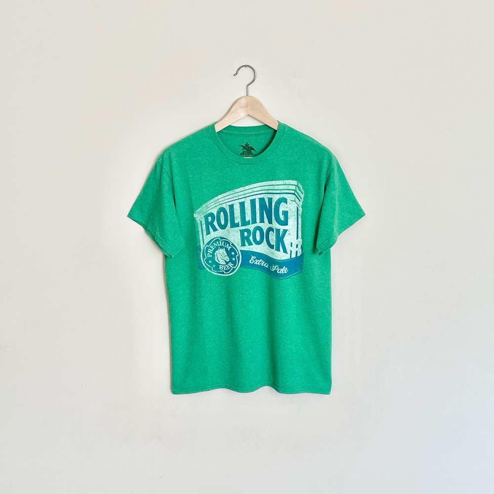 Rolling Rock Extra Pale Beer Graphic Green T Shirt Adult size Medium